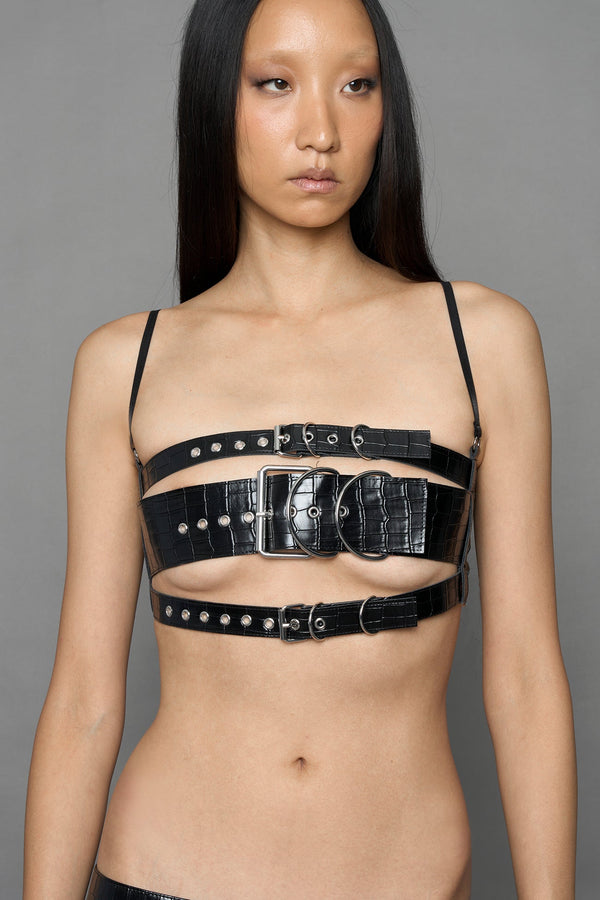 NAMILIA Belt Top - BLACK CROC, xs