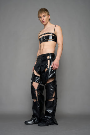 NAMILIA Belt Top - BLACK CROC, xs