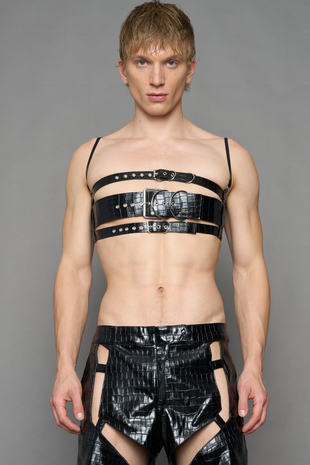 NAMILIA Belt Top - BLACK CROC, xs