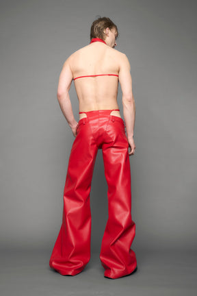 NAMILIA Belted Thong Pants - red, xs
