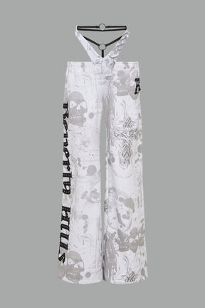NAMILIA Beverly Hills G - String Sweatpants - WHITE PRINT, xs