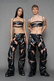 NAMILIA Biker Floating Pants - BLACK CROC, xs