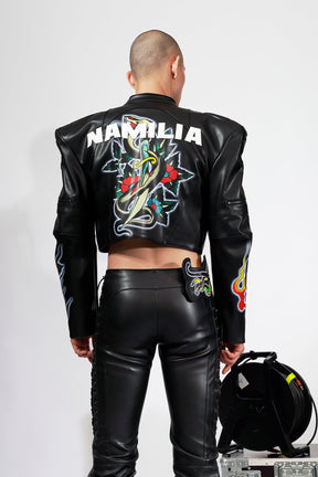 NAMILIA Black Rose Moto Jacket - Black, xs