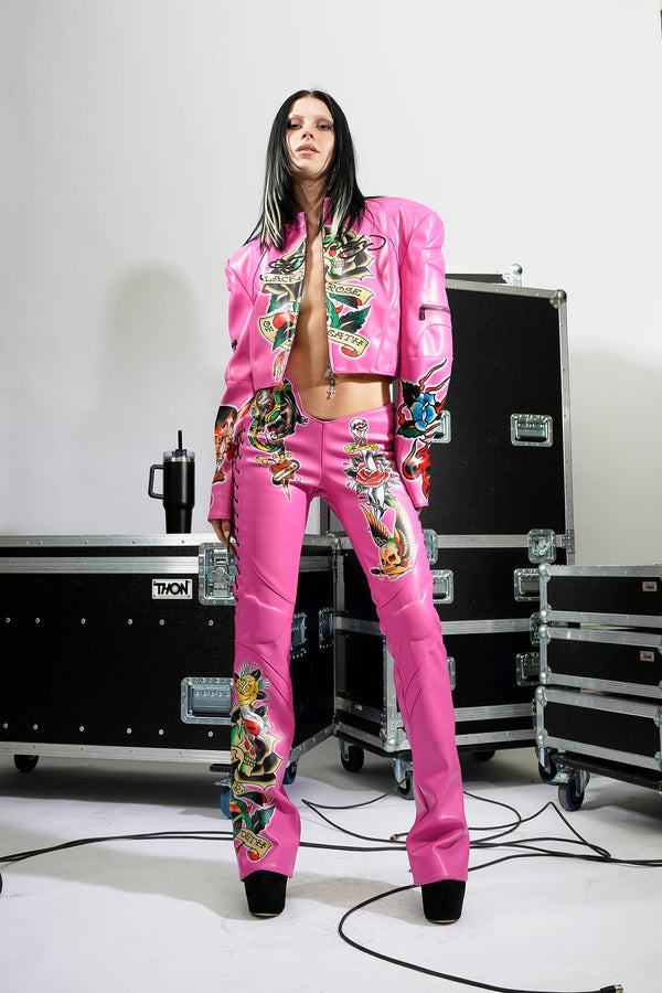 NAMILIA Black Rose Moto Jacket - Pink, xs - Pink