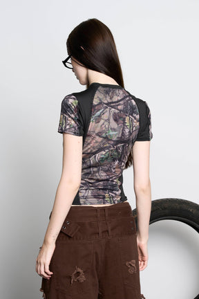 NAMILIA Blowjob Queen Racing Tee - Camo Brown, xs