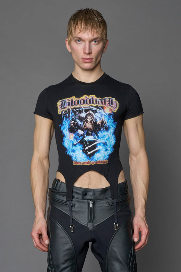 NAMILIA Bonjour Corset Mini T-Shirt - BLACK, xs - BLACK