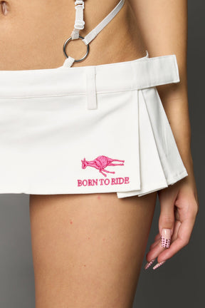 NAMILIA Born To Ride Pleated Ultra Mini Skirt - WHITE, xs