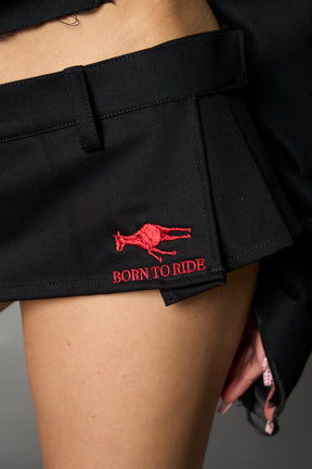 NAMILIA Born To Ride Pleated Ultra Mini Skirt - BLACK, xs