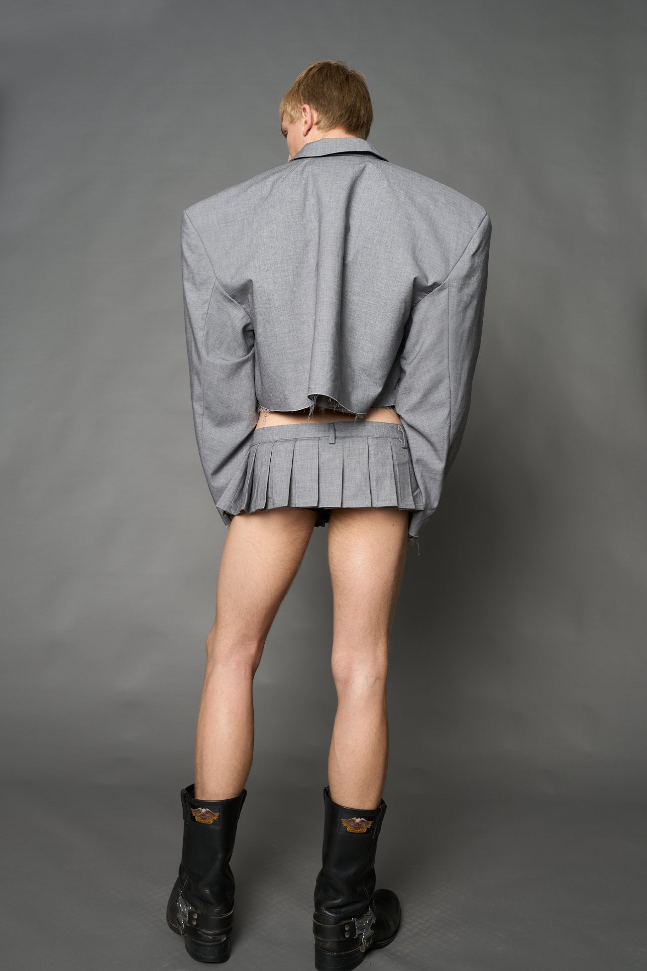 NAMILIA Born To Ride Pleated Ultra Mini Skirt - GREY, xs