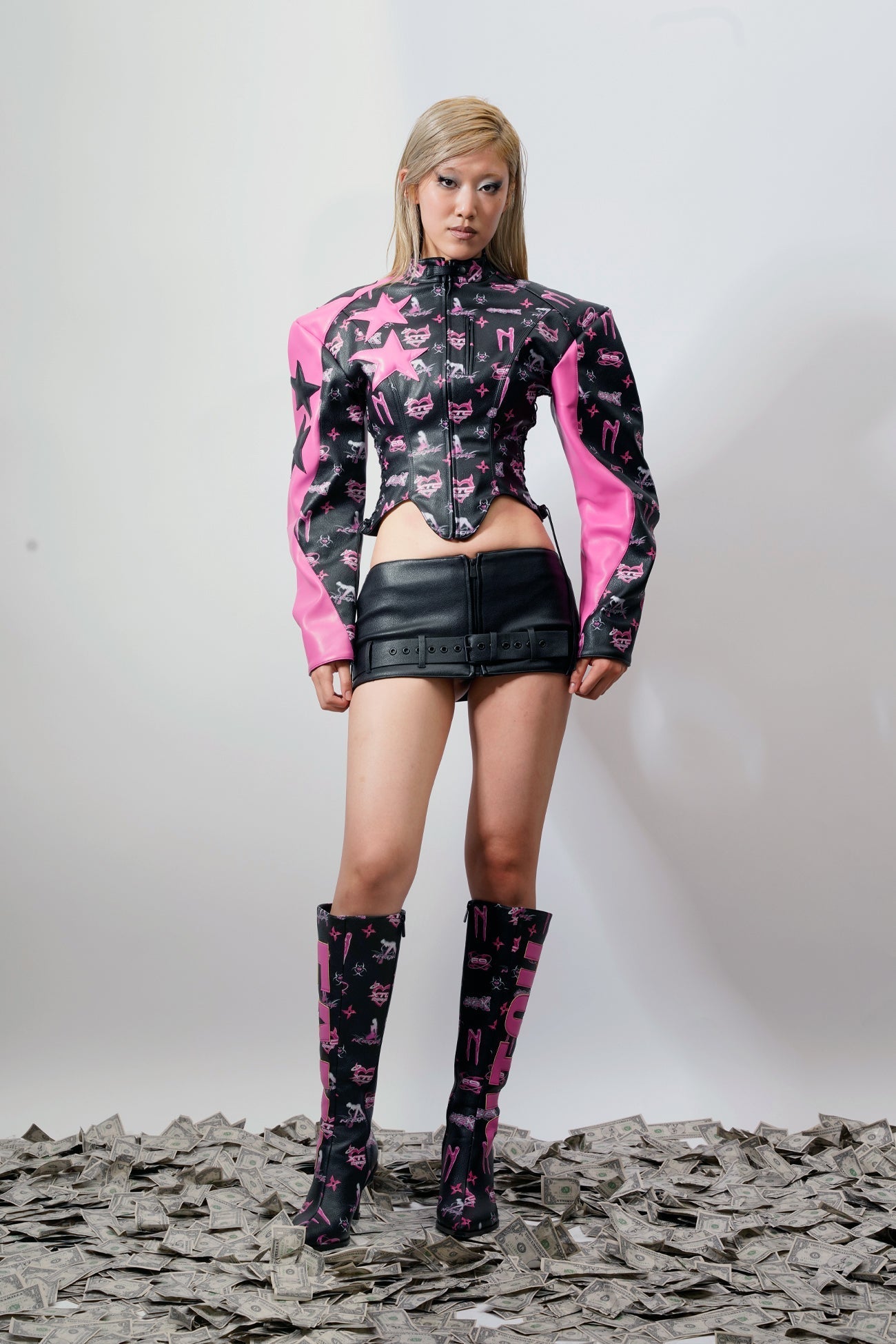 NAMILIA Celebrity Corset Jacket - Pink Monogram, xs