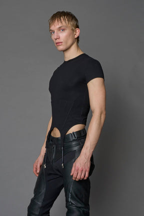 NAMILIA Corset Mini T-Shirt - BLACK, xs