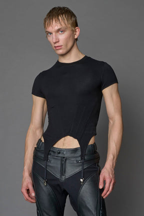 NAMILIA Corset Mini T-Shirt - BLACK, xs