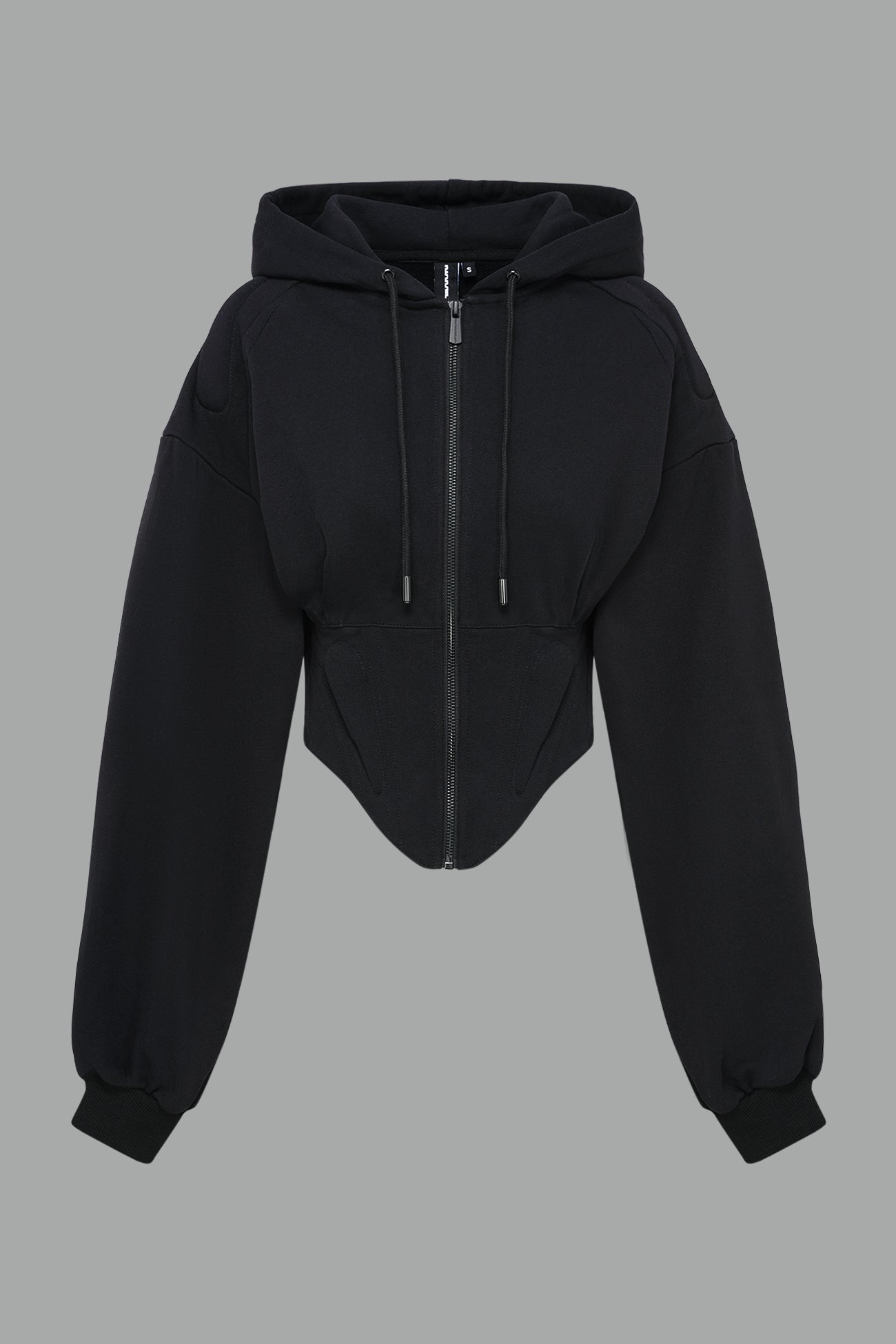 NAMILIA Corset Zip - Up Hoodie - Black, XS
