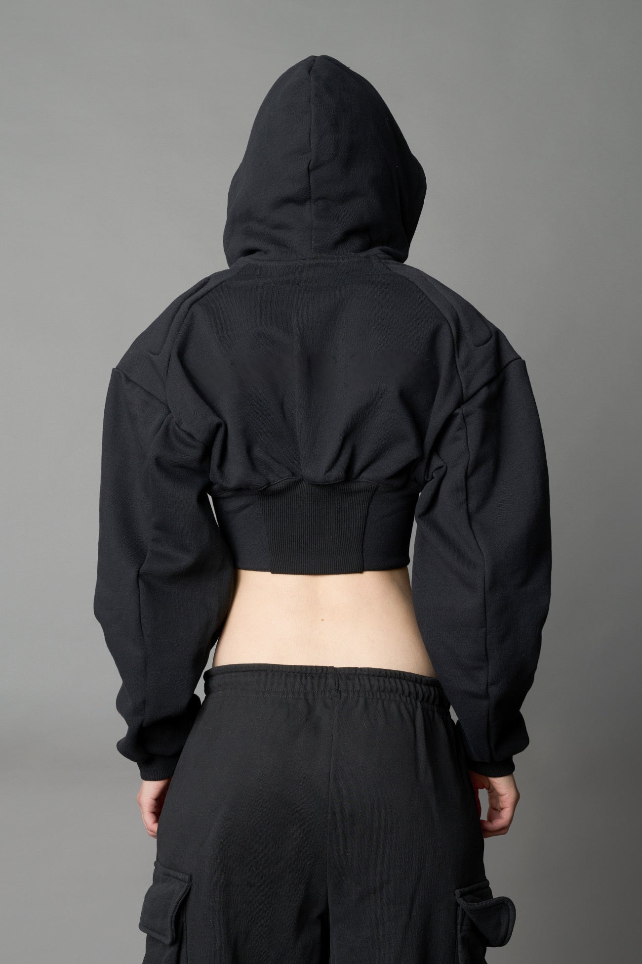 NAMILIA Corset Zip - Up Hoodie - Black, XS
