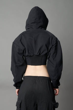 NAMILIA Corset Zip - Up Hoodie - Black, XS