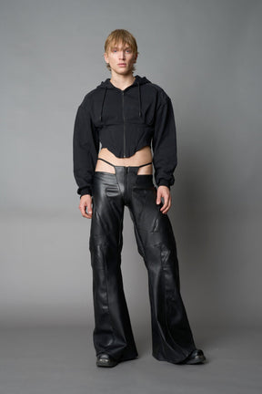 NAMILIA Corset Zip - Up Hoodie - Black, XS