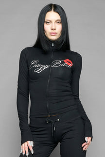 NAMILIA crazy b*tch zip up jacket - BLACK, xs