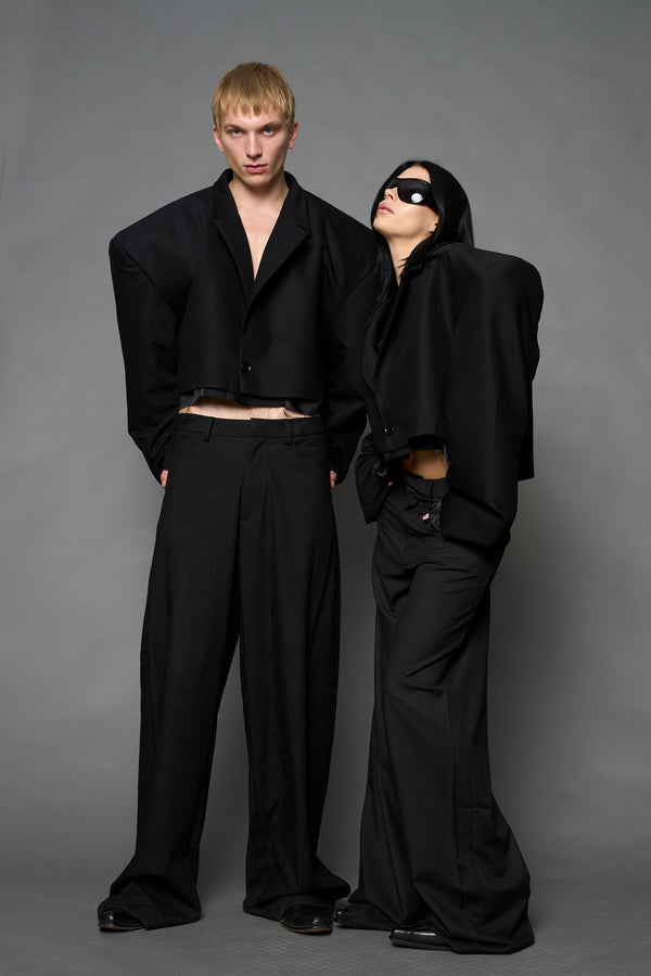 NAMILIA Cropped Blazer - BLACK, s