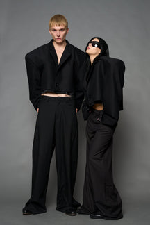 NAMILIA Cropped Blazer - BLACK, s