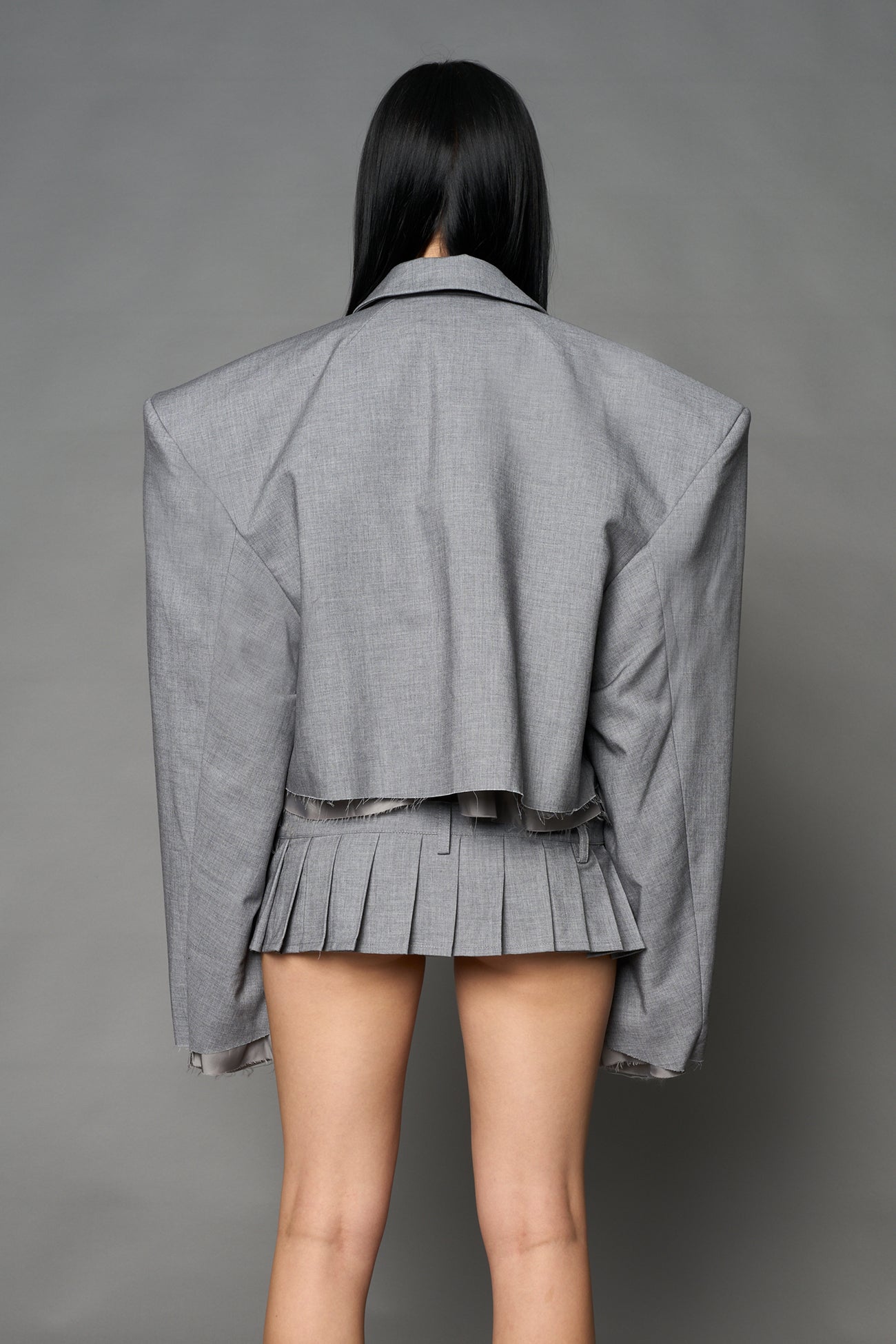 NAMILIA Cropped Blazer - GREY, s