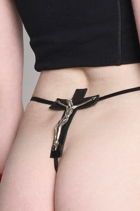 NAMILIA Crucifix Thong - Flat Panty - XS, Black