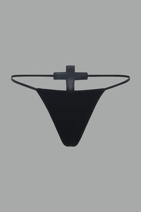 NAMILIA Crucifix Thong - Flat Panty - XS, Black