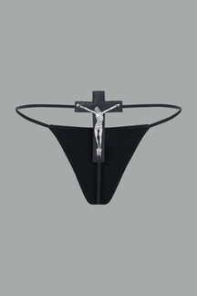 NAMILIA Crucifix Thong - Flat Panty - XS, Black