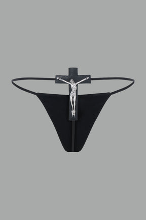 NAMILIA Crucifix Thong - Flat Panty - XS, Black