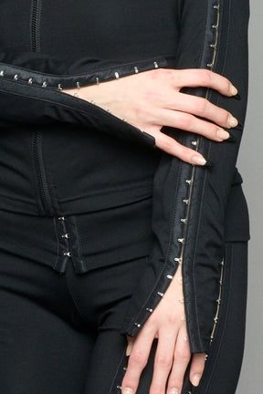 NAMILIA darling hook tape zip up jacket - BLACK, xs