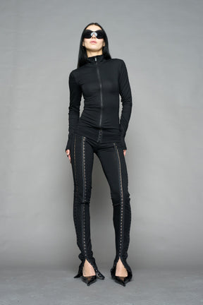 NAMILIA darling hook tape zip up jacket - BLACK, xs