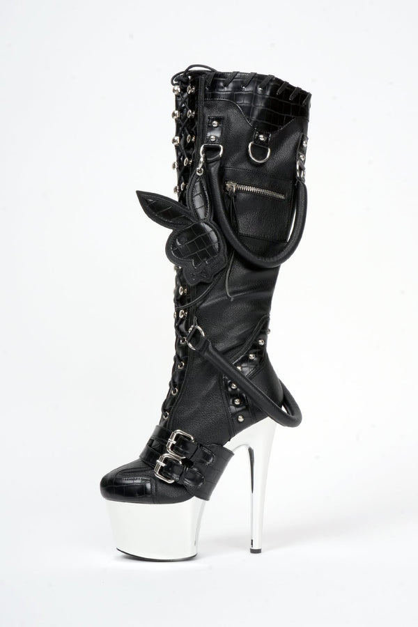 NAMILIA Deconstructed Handbag Boot - BLACK, eu36 - BLACK