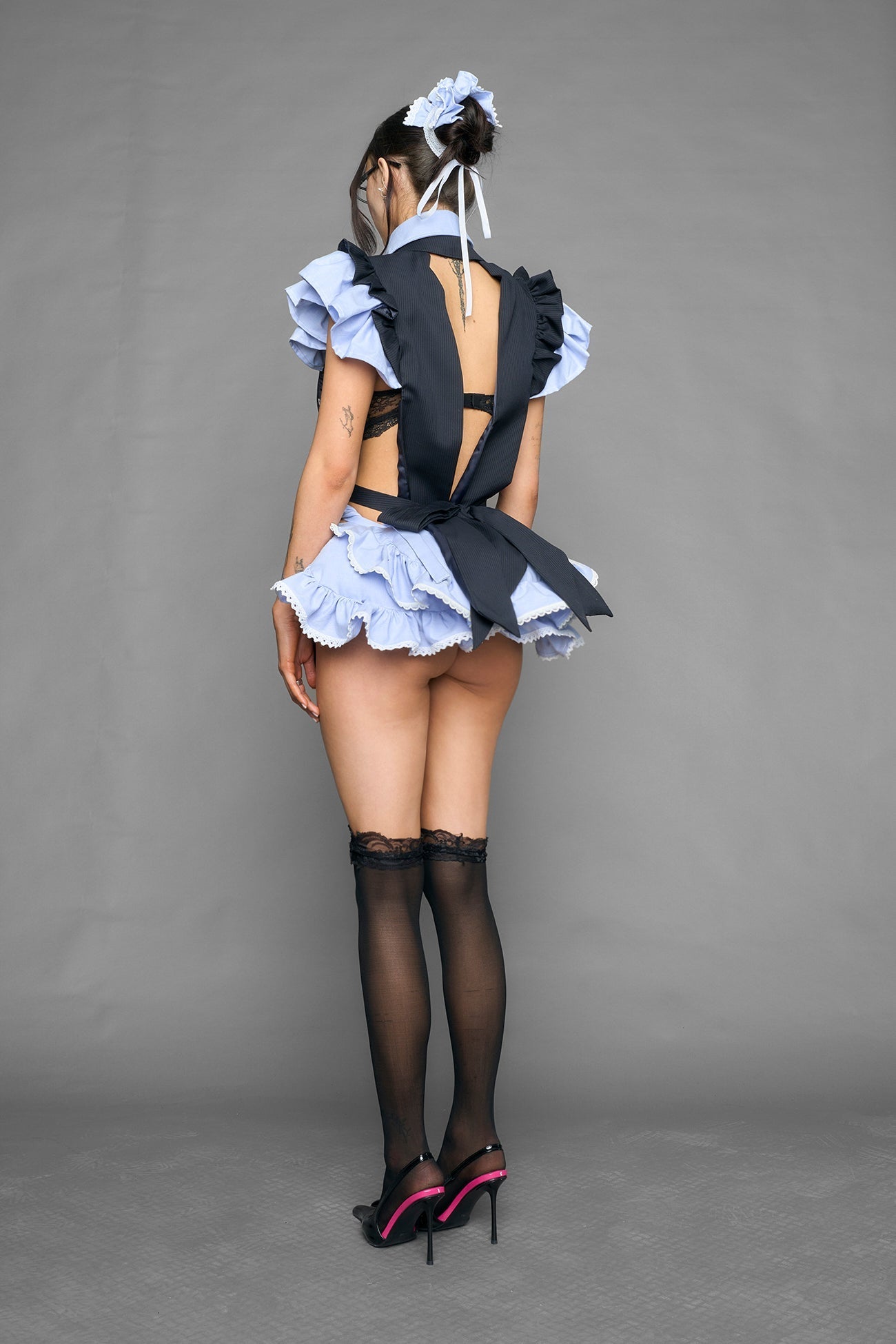 NAMILIA deconstructed maid blazer dress - GREY, XS