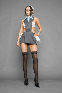 NAMILIA deconstructed maid blazer mini dress - GREY, XS