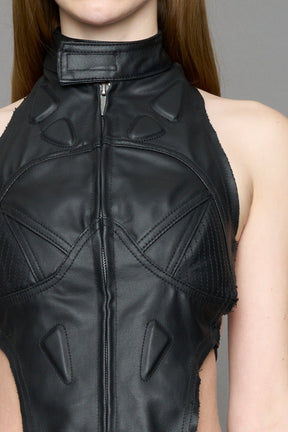 NAMILIA Denim Biker Top - BLACK COATED, xs