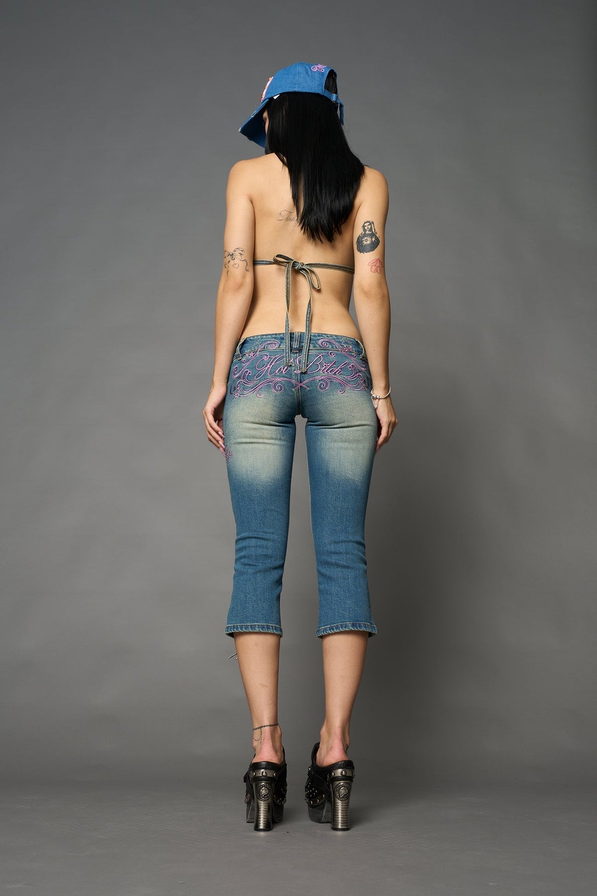 NAMILIA Denim Detachable Capri Jumpsuit - BLUE, xs