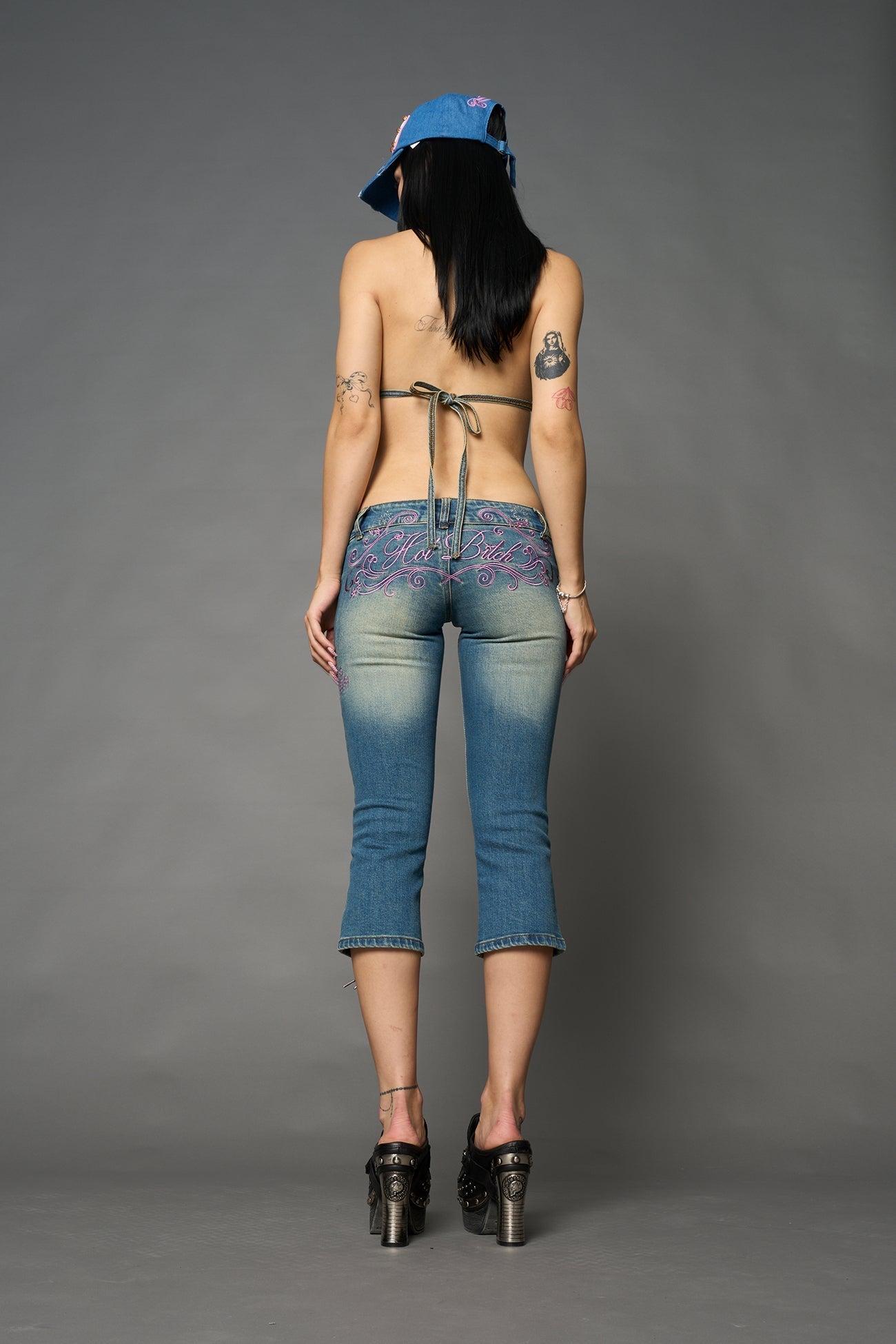 NAMILIA Denim Detachable Capri Jumpsuit - BLUE, xs