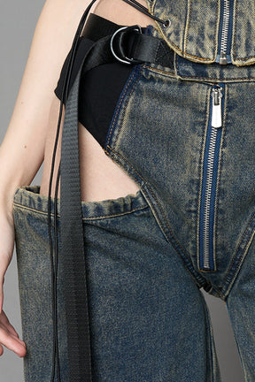 NAMILIA Denim Panty Trousers - BLUE / MUD, xs