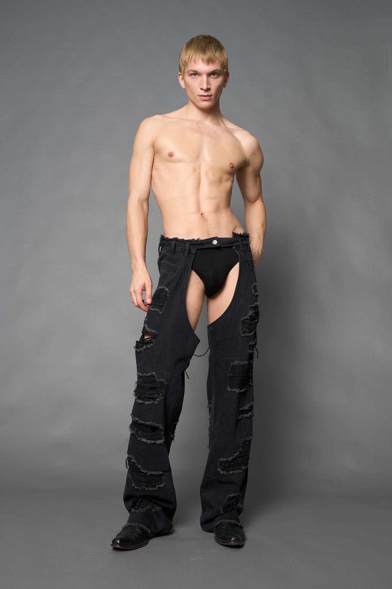 NAMILIA Denim Shredded Chaps - BLUE, xs