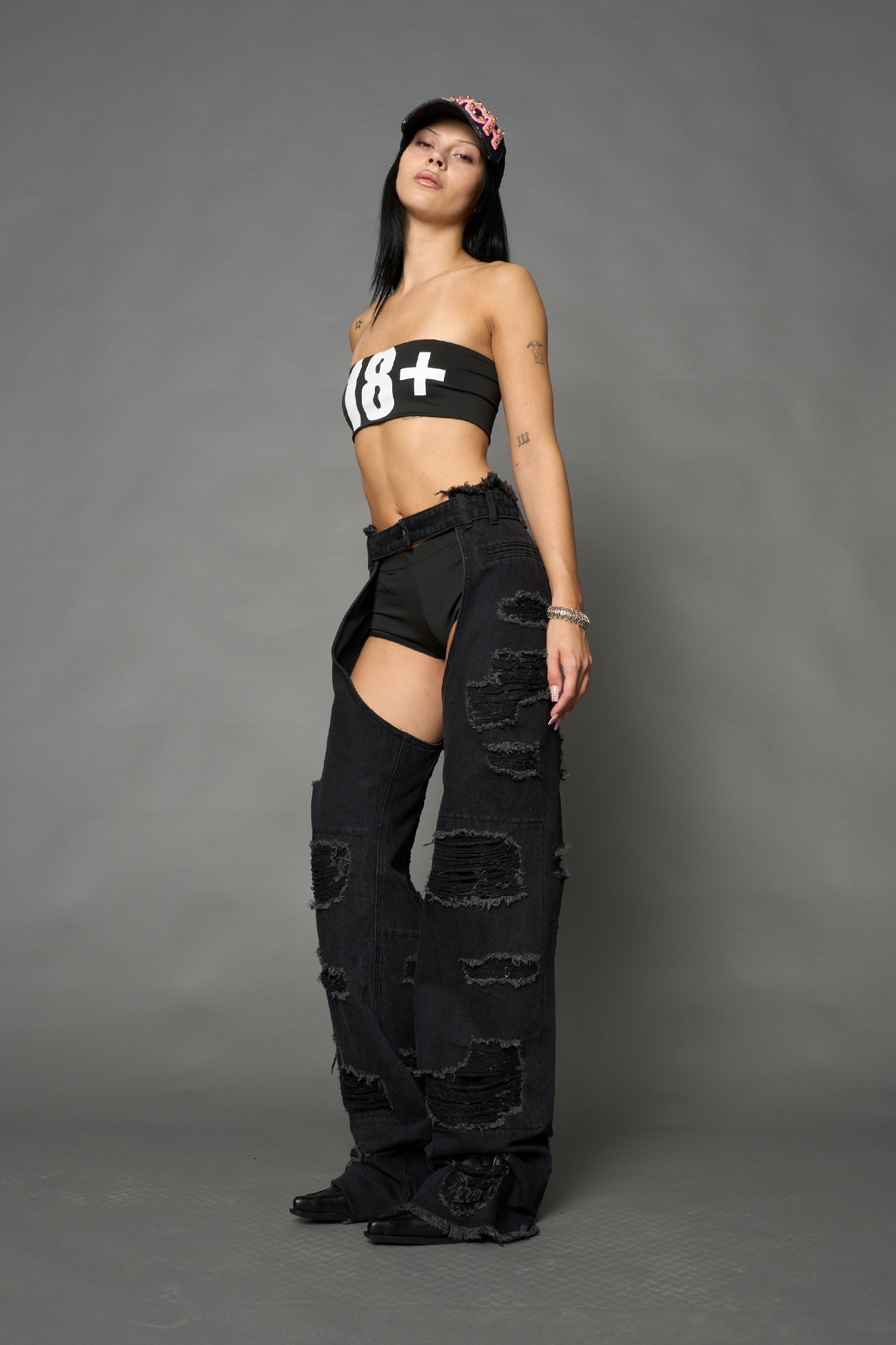 NAMILIA Denim Shredded Chaps - BLUE, xs