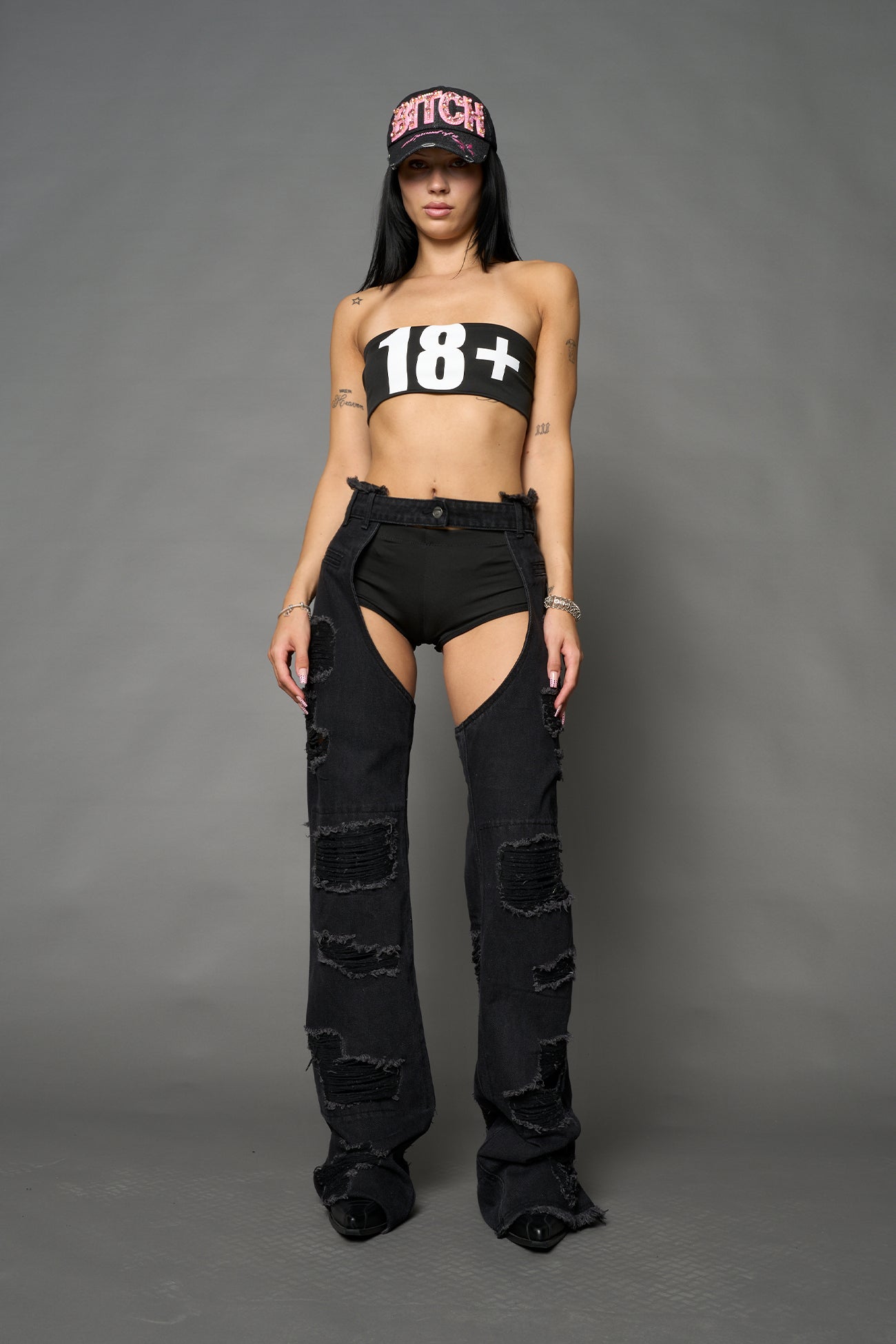 NAMILIA Denim Shredded Chaps - BLUE, xs