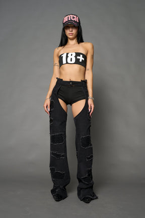 NAMILIA Denim Shredded Chaps - BLUE, xs