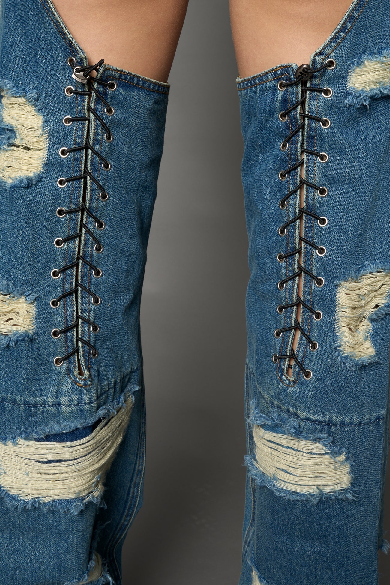 NAMILIA Denim Shredded Chaps - BLUE, xs