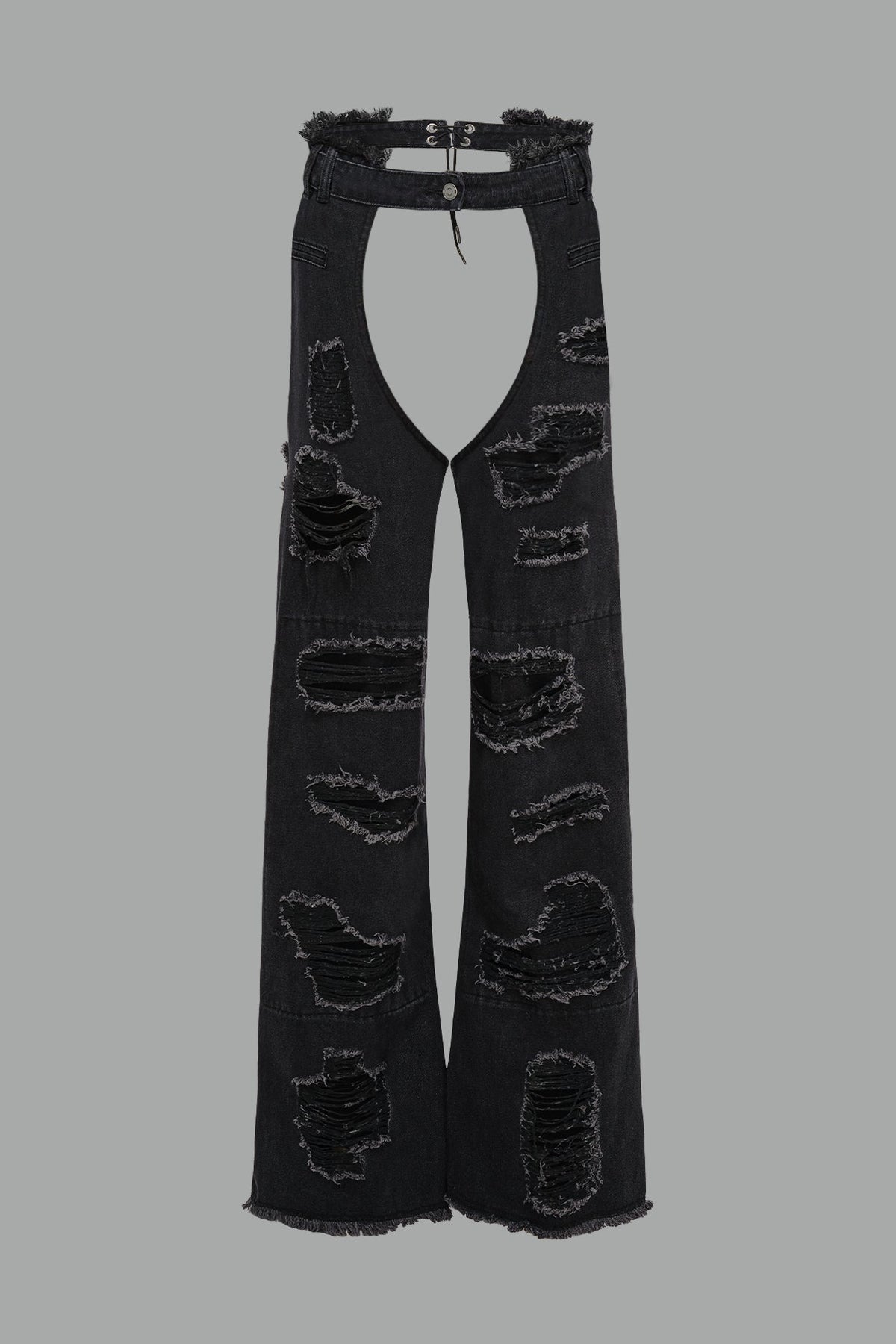 NAMILIA Denim Shredded Chaps - BLACK, xs