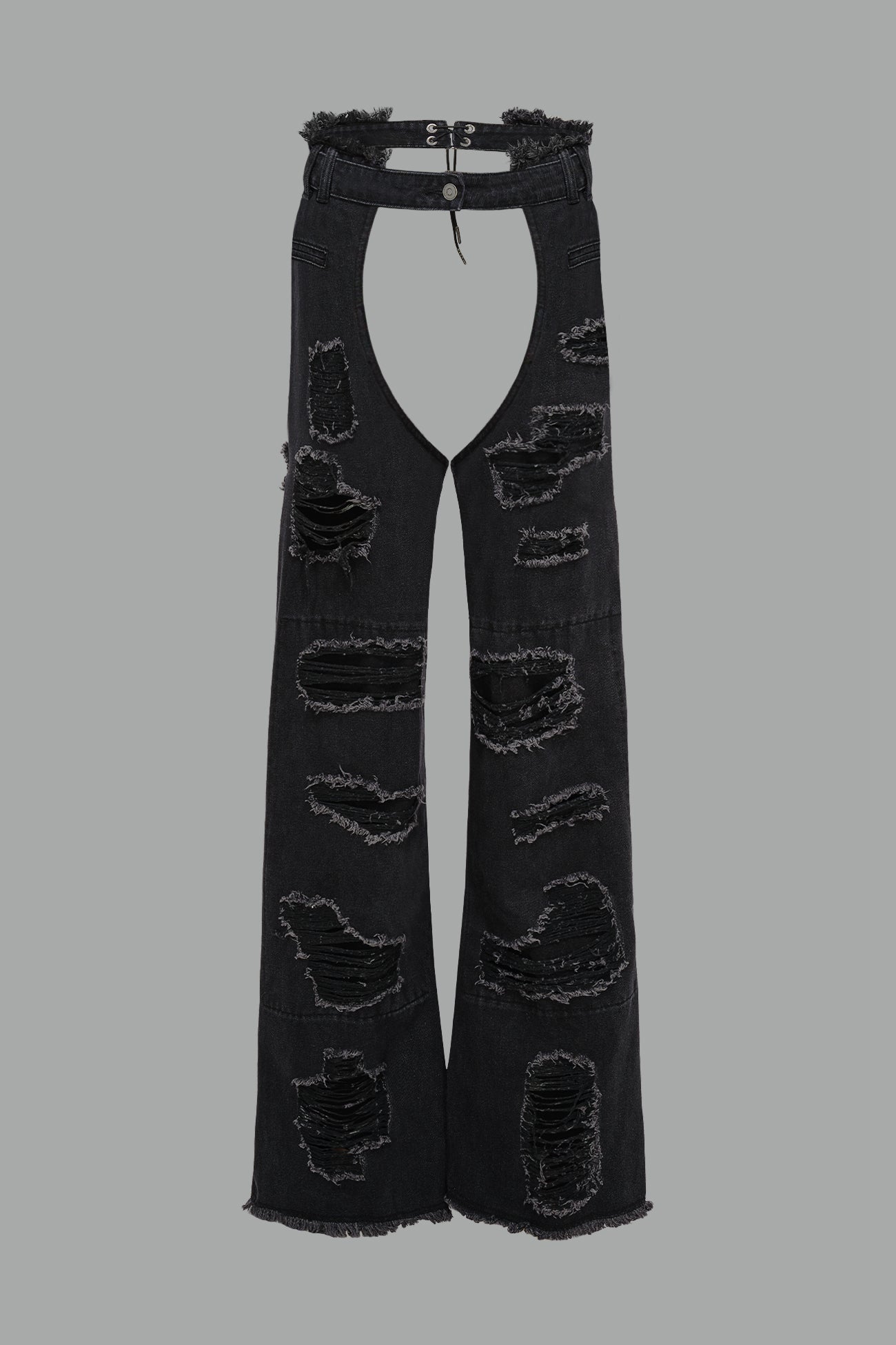 NAMILIA Denim Shredded Chaps - BLACK, xs