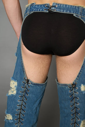 NAMILIA Denim Shredded Chaps - BLUE, xs