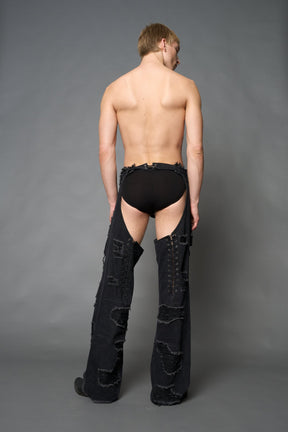 NAMILIA Denim Shredded Chaps - BLUE, xs