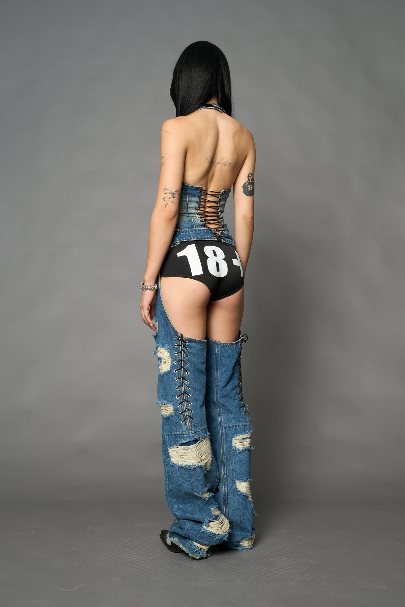 NAMILIA Denim Shredded Chaps - BLUE, xs