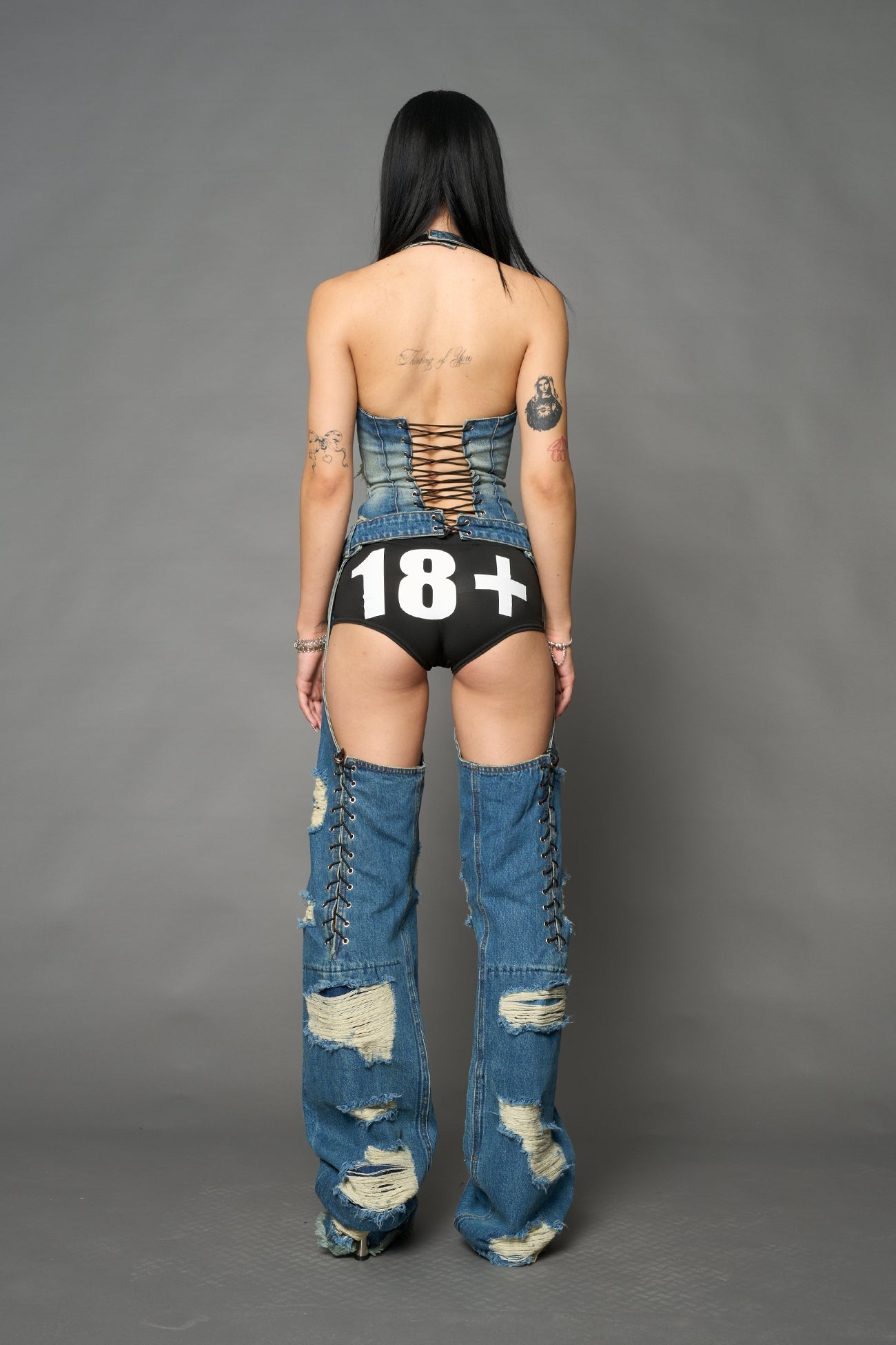 NAMILIA Denim Shredded Chaps - BLUE, xs