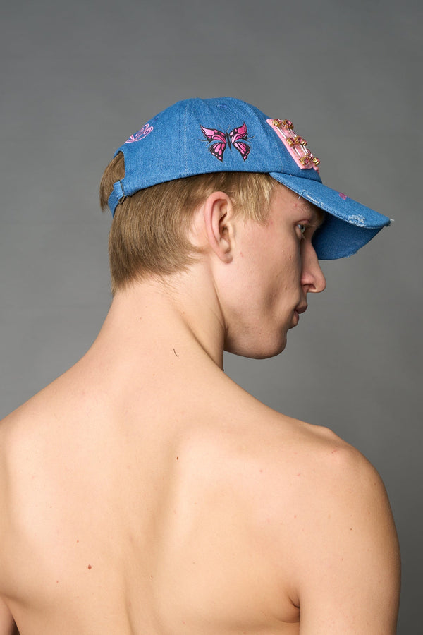 NAMILIA Denim Slogan Cap - BLUE, onesize