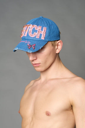 NAMILIA Denim Slogan Cap - BLUE, onesize
